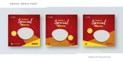 Today special promotion on Food menu banner social media post template design Restaurant menu banner design template Pro vector