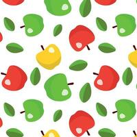 pattern apples on a transparent background in the style of flat vector graphics, lemon and green leaves