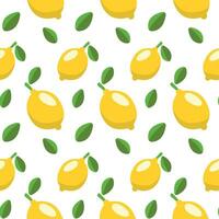 lemon pattern on a transparent background in the style of flat vector graphics, lemon and green leaves