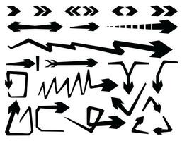 black vector arrows, sharp angles, zigzags and lines, on a white background