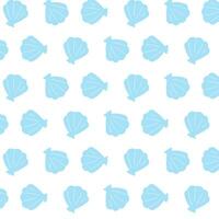 Blue seashells print on a transparent background, vector seamless pattern, minimalistic marine, ocean design