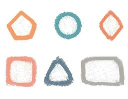 Contour of geometric shapes drawn with a brush, childish doodle style. Vector graphics. Chalk texture