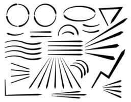 Set of vector graphic arrows. Dynamics of lines, perspective. Black arrows. Vector