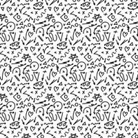 Pattern of black arrows on white background, line style seamless pattern, vector graphics