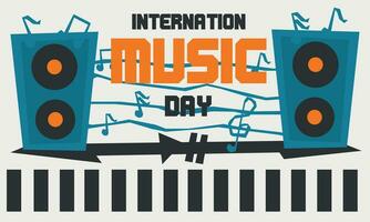 internacional día de mundo música, vector gráficos, plano estilo, dinámica, notas, llaves, musical notas