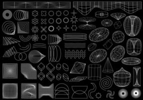 geométrico estructura metálica formularios resumen antecedentes, patrones, cyberpunk elementos en un de moda psicodélico delirio estilo. retro-futurista estética de el 00s 2000. vector