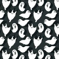 Ghost pattern on a black background. seamless halloween pattern vector