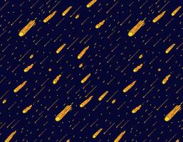 Pattern of meteor shower, singing stars on a blue background. Seamless space, print for textiles, packaging design. Space vector