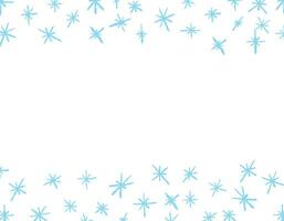 Snowflake background, frame for text. Vector graphics drawn with a brush. Doodle illustration