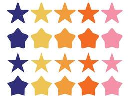 Set of stars of different shapes, flat design, bright colors vector