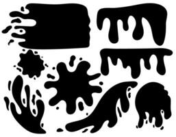 Hand drawn paint splashes and drops of different shapes. Cut out isolated vector illustration