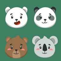 caras de osos vector, iconos, coala, panda, polar oso vector