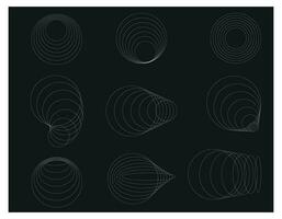 Set of circles futuristic, perspective, vector graphics.