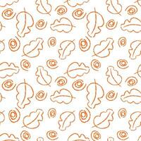 Autumn leaves pattern, orange leaves on transparent background, autumn packaging and textile design, vector. vector