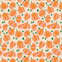 Pumpkin pattern on beige background vector