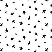 Pattern of black stars on a transparent background, seamless print for textiles and design. Wind painted with a brush vector