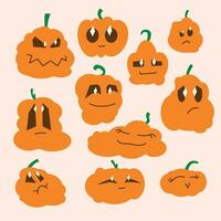 Cute pumpkin stickers vector