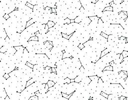 pattern of zodiac signs in the sky on a transparent background, doodle style, space adventure, children's print. Drawn with a brush. Vector graphics for packaging and testing design