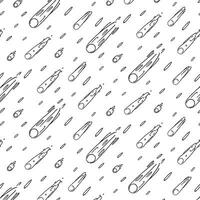 Line meteor shower pattern, shooting stars on a transparent background. Seamless space, print for textiles, packaging design. Space vector