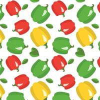sweet pepper pattern on a transparent background in the style of flat vector graphics, lemon and green leaves