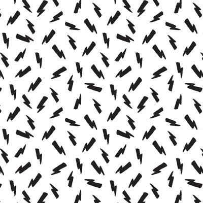 Black lightning pattern on a transparent background, seamless print for textiles and design. Wind painted with a brush