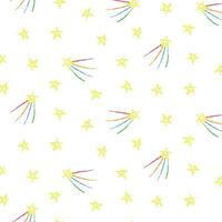 Star pattern on isolated background, childish design with rainbow elements, seamless pattern, vector