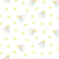 Star pattern on isolated background, childish design with rainbow elements, seamless pattern, vector