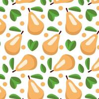 pear pattern on a transparent background in the style of flat vector graphics, lemon and green leaves