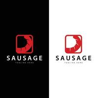 Sausage Logo, Simple barbeque sausage grilled meat design for restaurant business, vector illustration