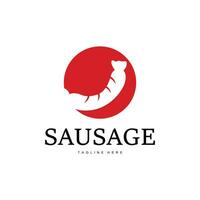 Sausage Logo, Simple barbeque sausage grilled meat design for restaurant business, vector illustration