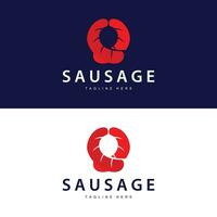 Sausage Logo, Simple barbeque sausage grilled meat design for restaurant business, vector illustration