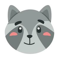 cute animal racoon icon, flat illustration for your design flat style vector