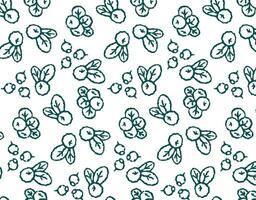 Berry line doodle pattern, on a transparent background, seamless vector pattern, for packaging and textile design. Wild berries with leaves, vector