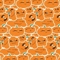 Pumpkin sticker pattern, Halloween pattern, vector graphics