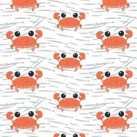 Vector crab pattern in flat style on a transparent background, marine design. Seamless pattern for fabric design, print, ocean life. for children's design