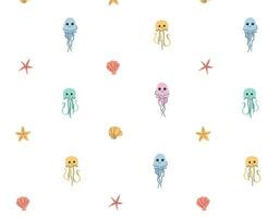 Ocean jellyfish pattern for children, vector graphic, design for print.Vector illustration for wrapping paper, fabric, textile. For kids