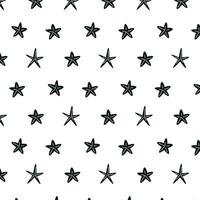 Black starfish pattern on a transparent background, summer pattern for textiles and paper. Starfish flat illustration. vector seamless pattern