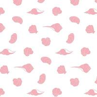 Pink seashells on a transparent background, seamless vector design, flat style. Minimalistic sea pattern. Print for textiles