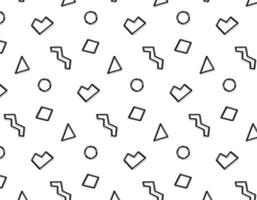 Pattern geometric shapes black line, seamless pattern on a transparent background. Texture line, doodle sketch. Hipster fashion in Menfice style. Vector abstract illustration