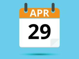 29 April. Flat icon calendar isolated on blue background. Vector illustration.