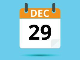 29 December. Flat icon calendar isolated on blue background. Vector illustration.