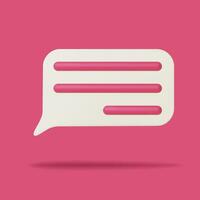 3d speech bubble icon. Social network communication, comment sign symbol, message. Vector illustration