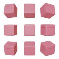 Set realistic 3d pink box. Vector illustration.
