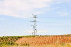 an electric power line and a field photo