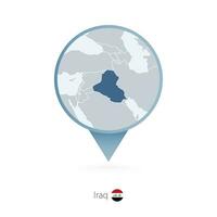 Map pin with detailed map of Iraq and neighboring countries. vector