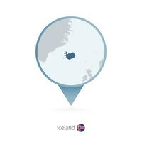 mapa alfiler con detallado mapa de Islandia y vecino países. vector