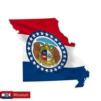 Missouri state map with waving flag of US State. vector