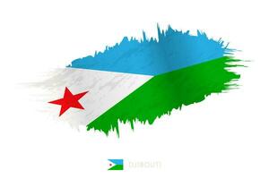 Painted brushstroke flag of Djibouti with waving effect. vector