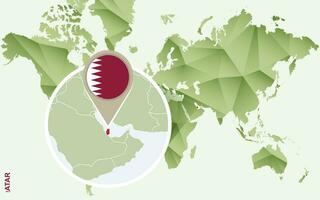 Infographic for Qatar, detailed map of Qatar with flag. vector