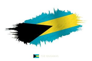 Painted brushstroke flag of The Bahamas with waving effect. vector